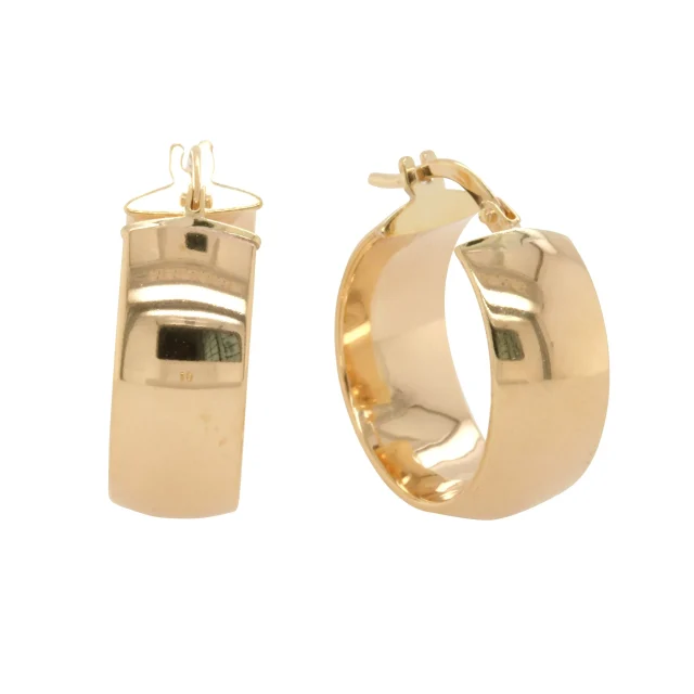 9ct Yellow Gold Silver Filled Comfort Fit 15mm Diameter Hoop Earrings