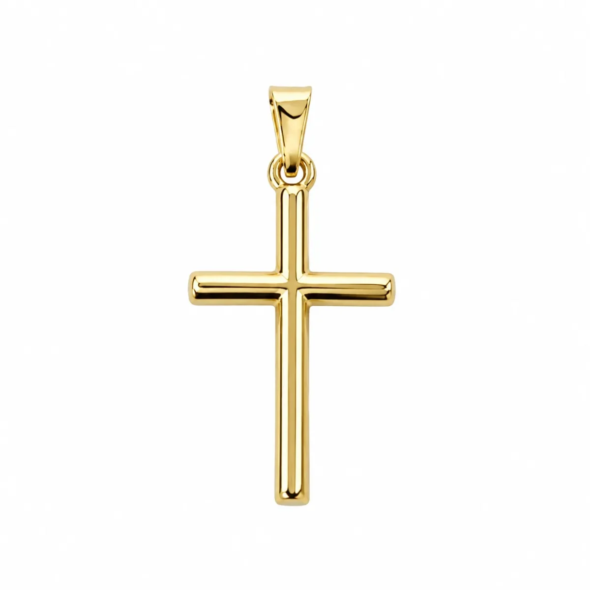 9ct Yellow Gold Silver Filled Plain Cross Pendant – 12mm x 21mm