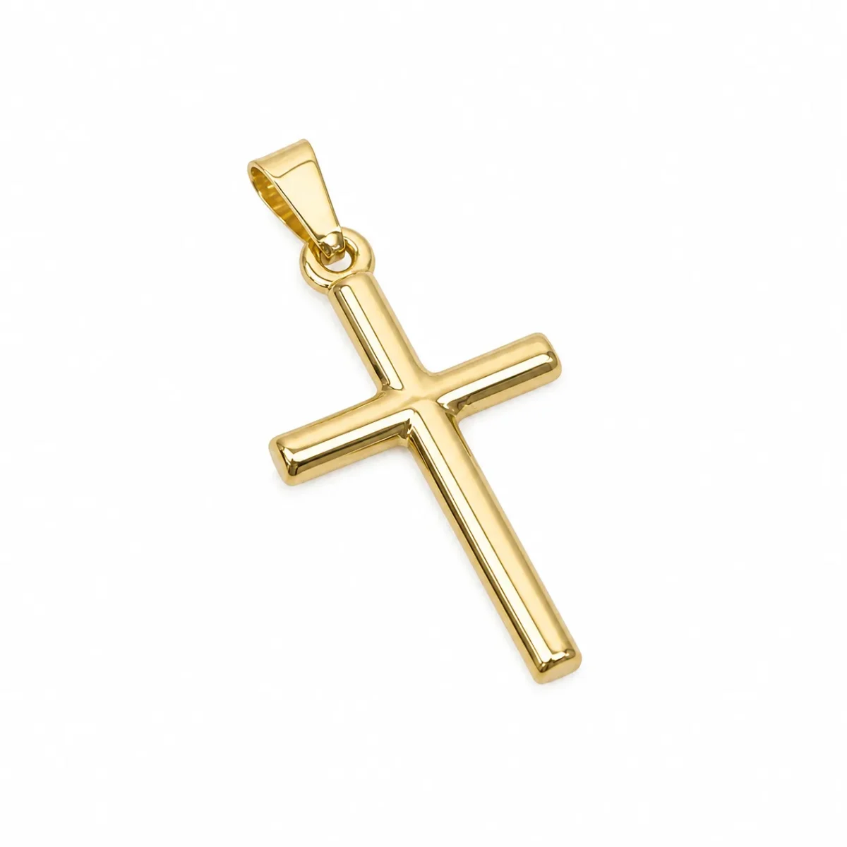 9ct Yellow Gold Silver Filled Plain Cross Pendant – 12mm x 21mm