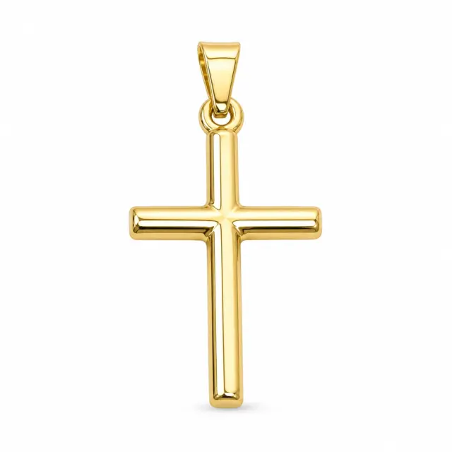 9ct Yellow Gold Silver Filled Plain Cross Pendant – 12mm x 21mm