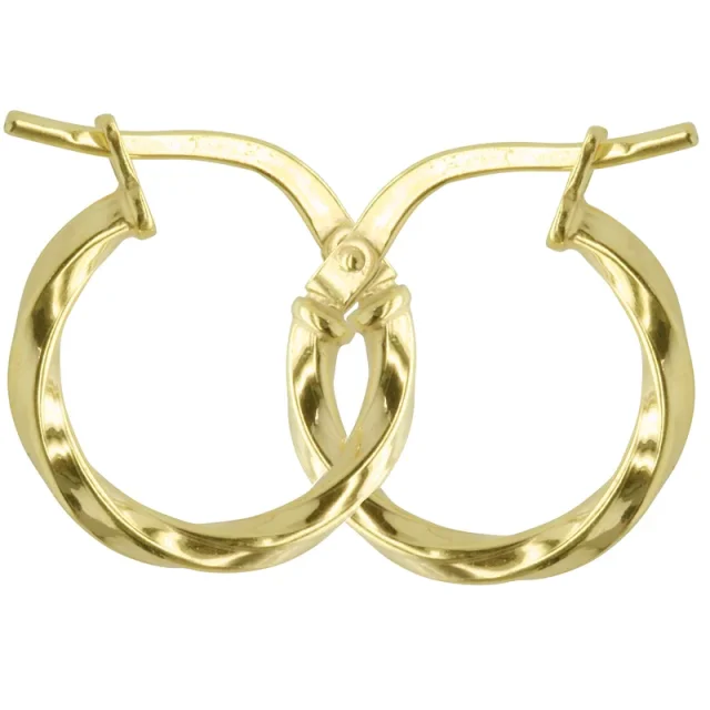 9ct Yellow Gold Silver Filled Twist 10mm Diameter Hoop Earrings