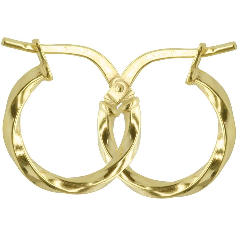 9ct Yellow Gold Silver Filled Twist 10mm Diameter Hoop Earrings