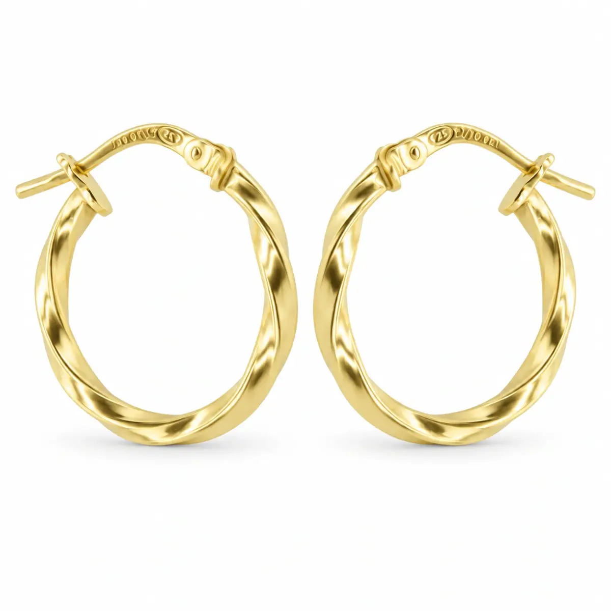 9ct Yellow Gold Silver Filled Twist 15mm Diameter Hoop Earrings