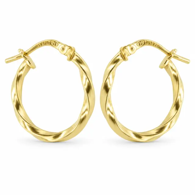 9ct Yellow Gold Silver Filled Twist 15mm Diameter Hoop Earrings