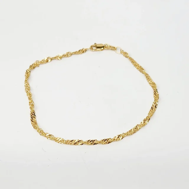 9ct Yellow Gold Singapore Twist 40 Gauge Bracelet