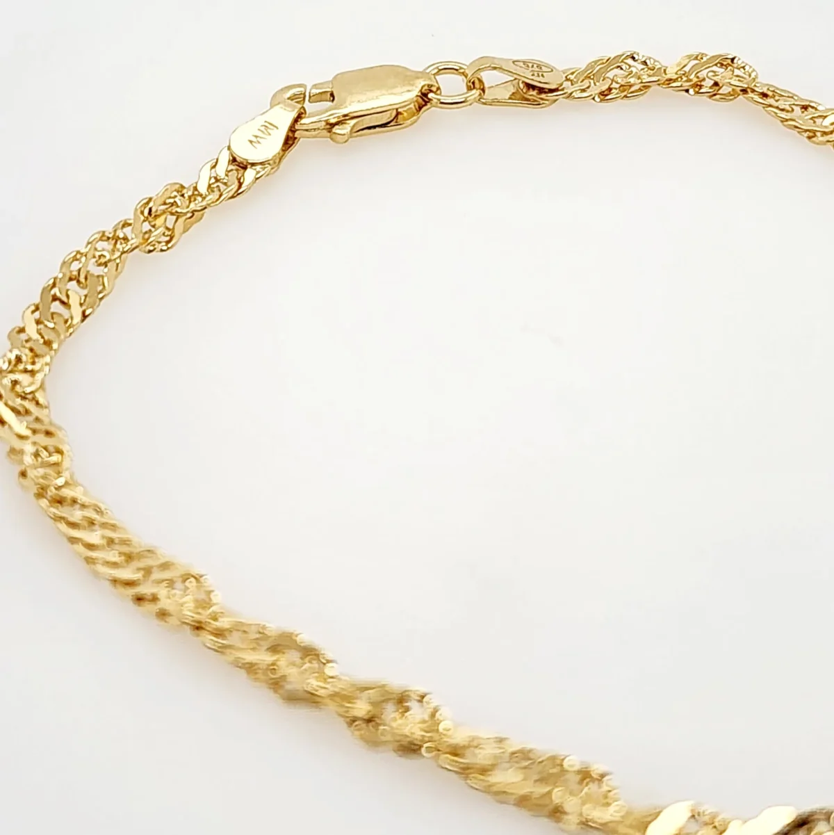 9ct Yellow Gold Singapore Twist 50 Gauge Bracelet