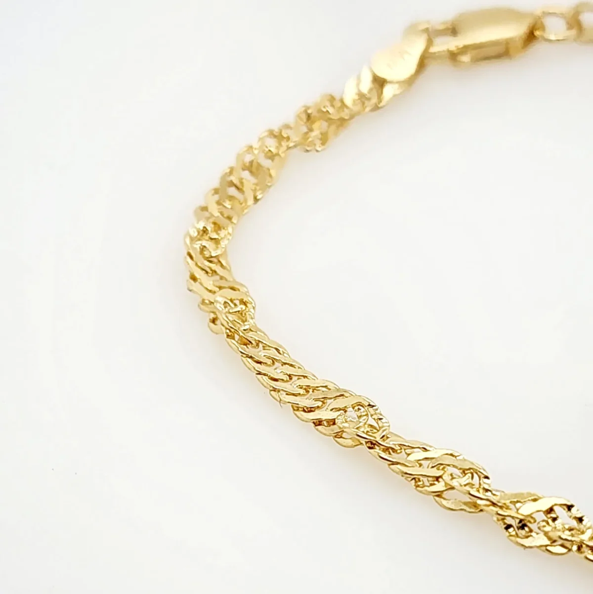 9ct Yellow Gold Singapore Twist 50 Gauge Bracelet