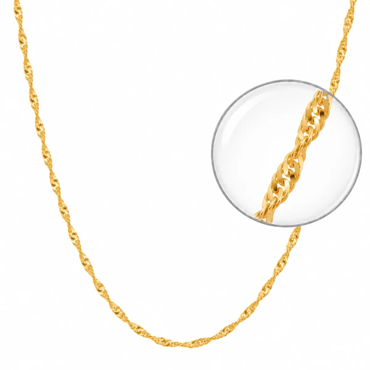 9ct Yellow Gold Singapore Twist Chain - 30 Gauge