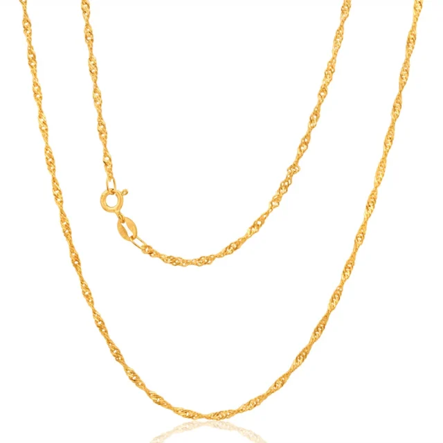 9ct Yellow Gold Singapore Twist Chain - 30 Gauge