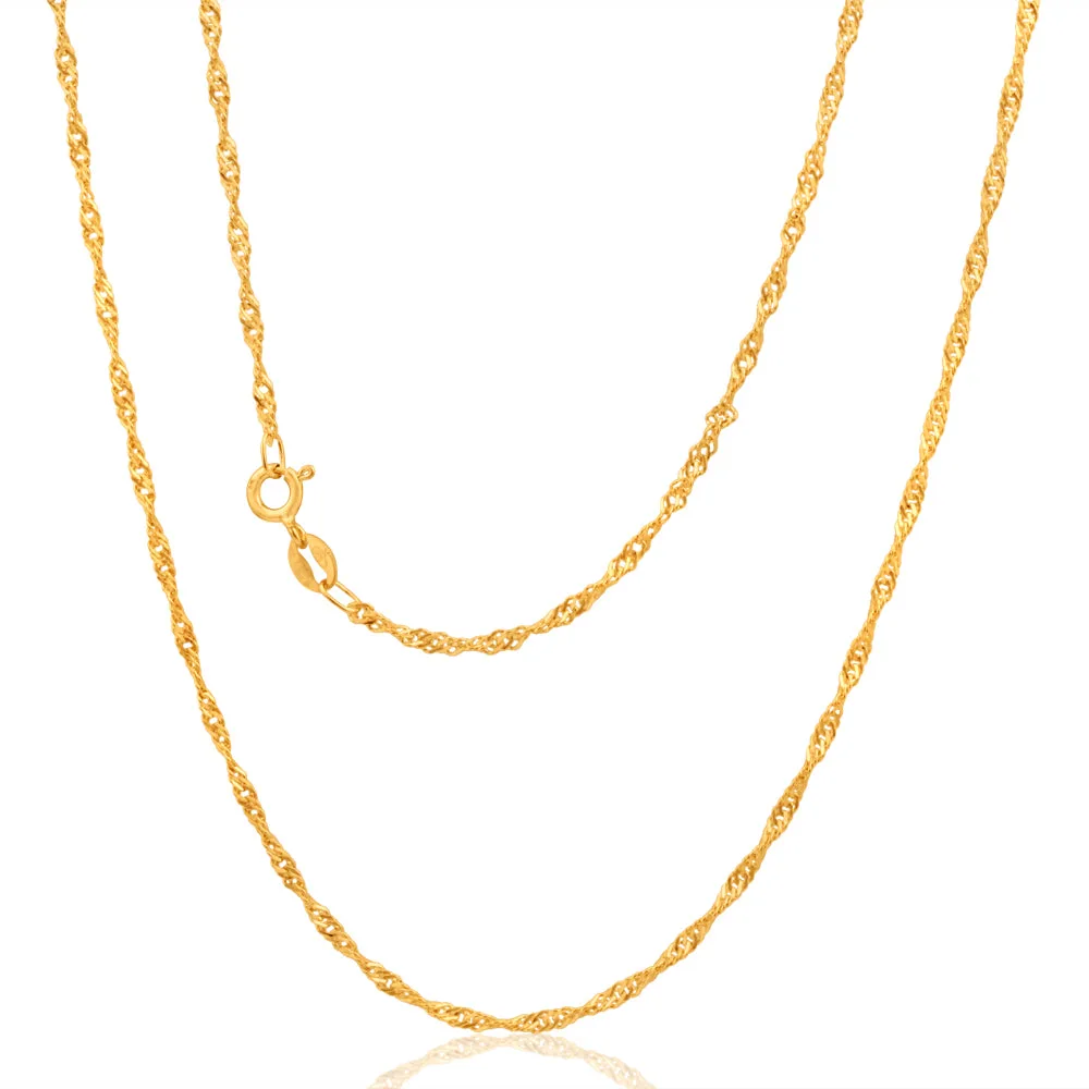 9ct Yellow Gold Singapore Twist Chain - 30 Gauge