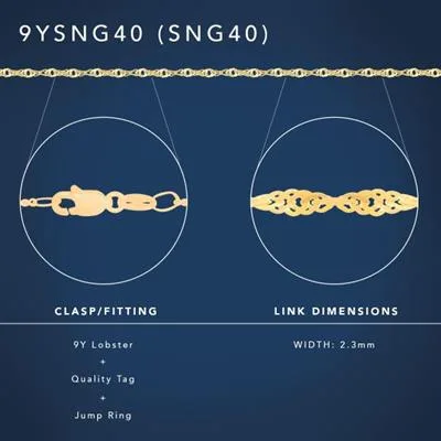 9ct Yellow Gold Singapore Twist 40 Gauge Bracelet
