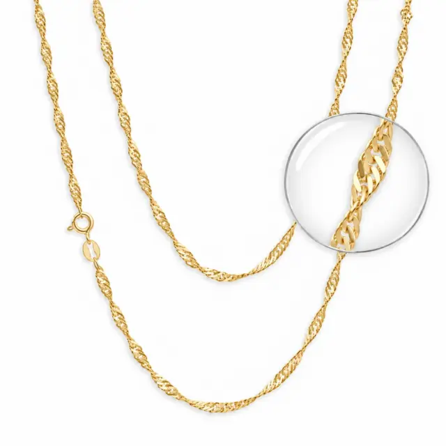 9ct Yellow Gold Singapore Twist Chain - 40 Gauge