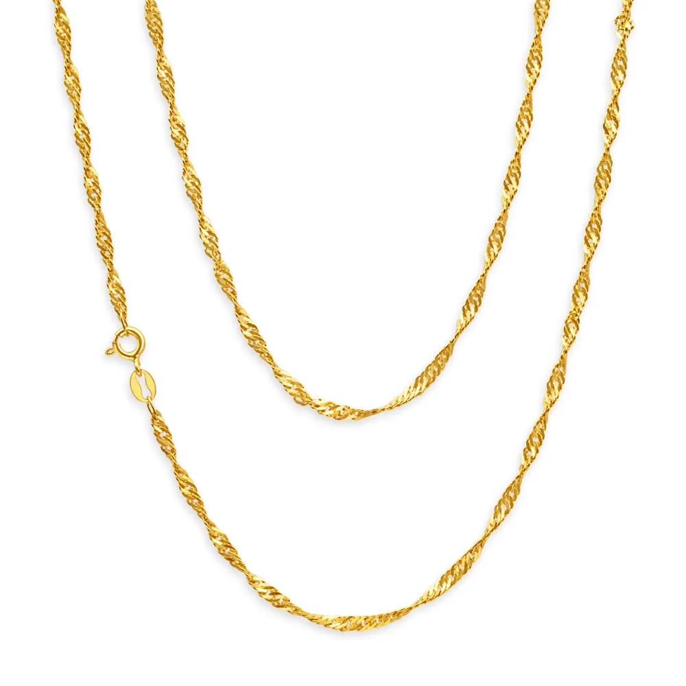 9ct Yellow Gold Singapore Twist Chain - 40 Gauge