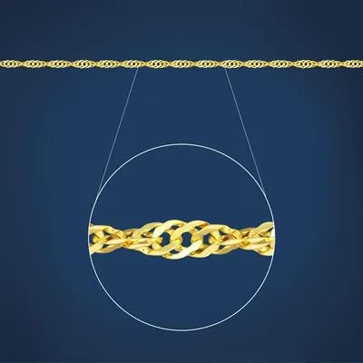 9ct Yellow Gold Singapore Twist Chain - 50 Gauge