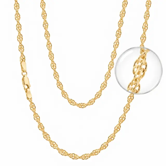 9ct Yellow Gold Singapore Twist Chain - 50 Gauge
