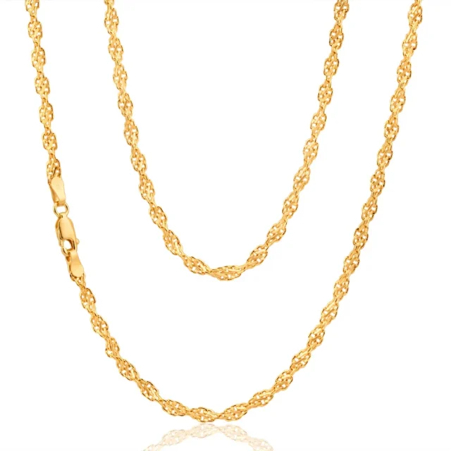 9ct Yellow Gold Singapore Twist Chain - 50 Gauge