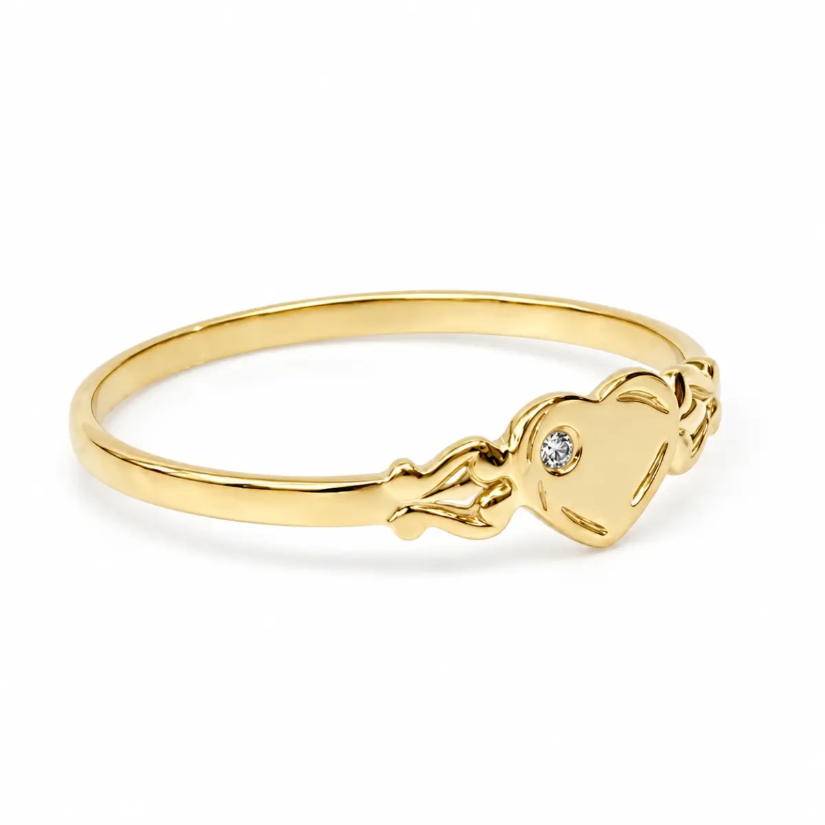 9ct Yellow Gold Single Heart Diamond Signet Ring