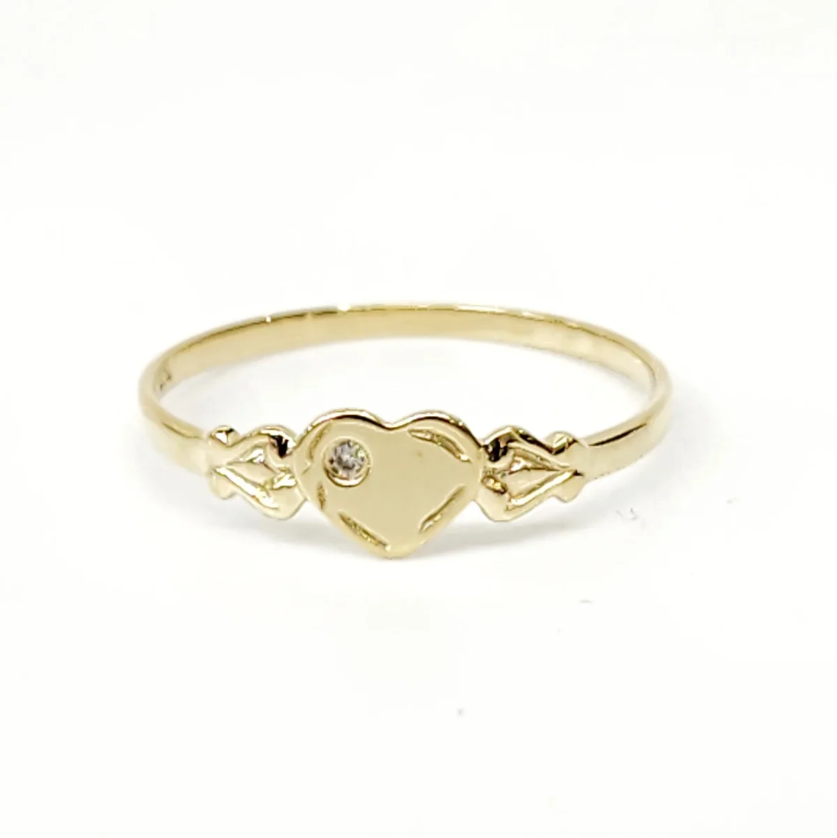 9ct Yellow Gold Single Heart Diamond Signet Ring