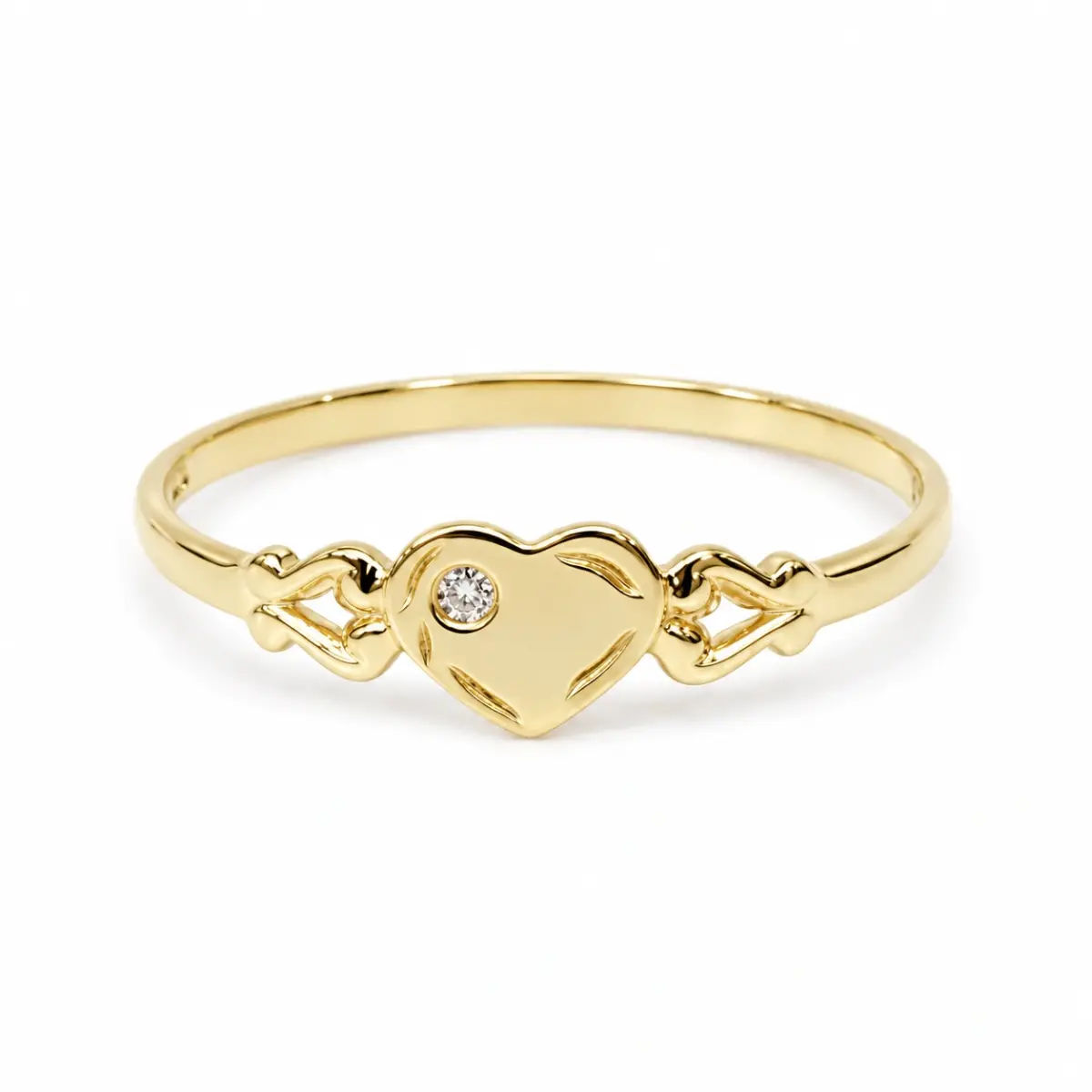 9ct Yellow Gold Single Heart Diamond Signet Ring