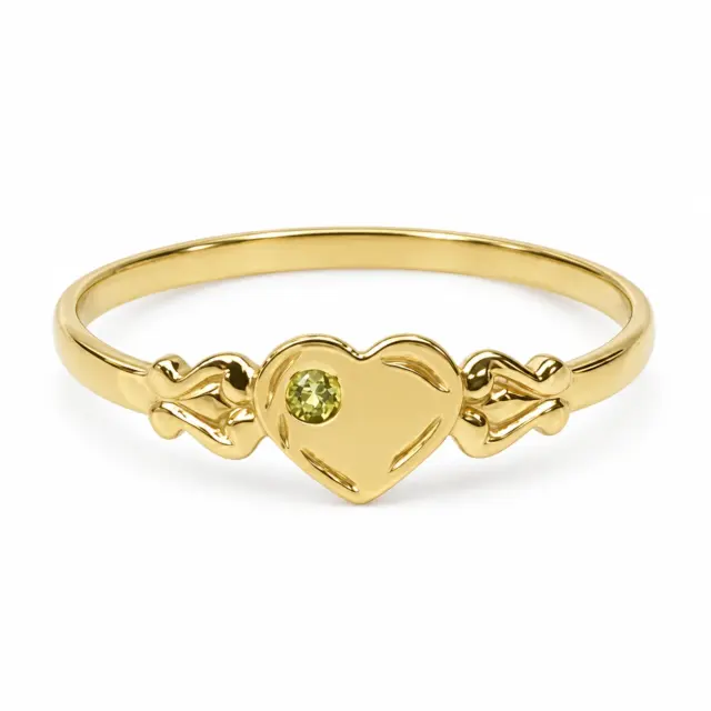 9ct Yellow Gold Single Heart Peridot Signet Ring