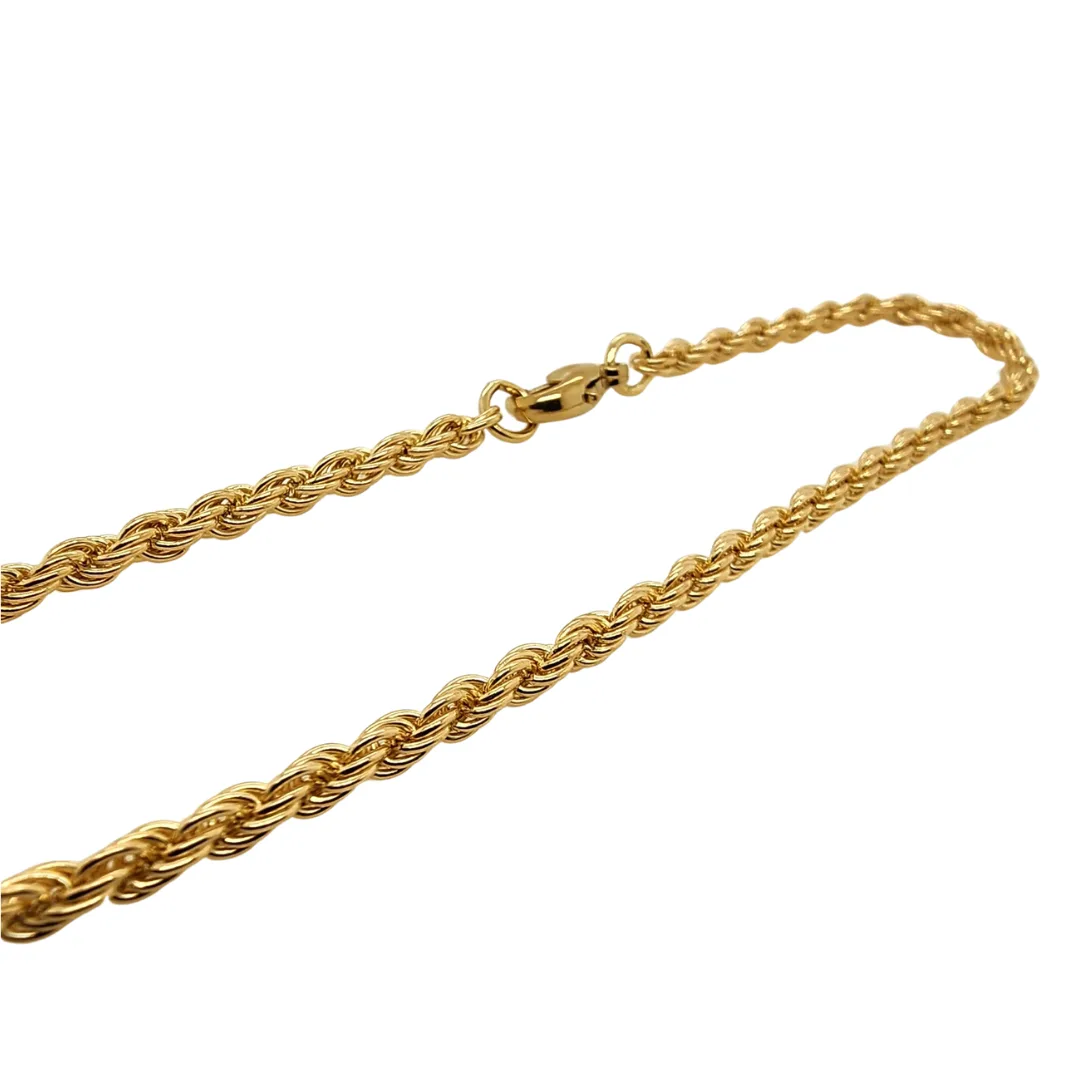 9ct Yellow Gold Solid 3.00mm Width Rope Bracelet 24cm