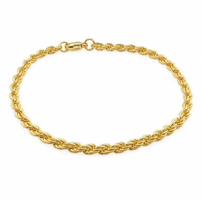 9ct Yellow Gold Solid 3.00mm Width Rope Bracelet 21cm