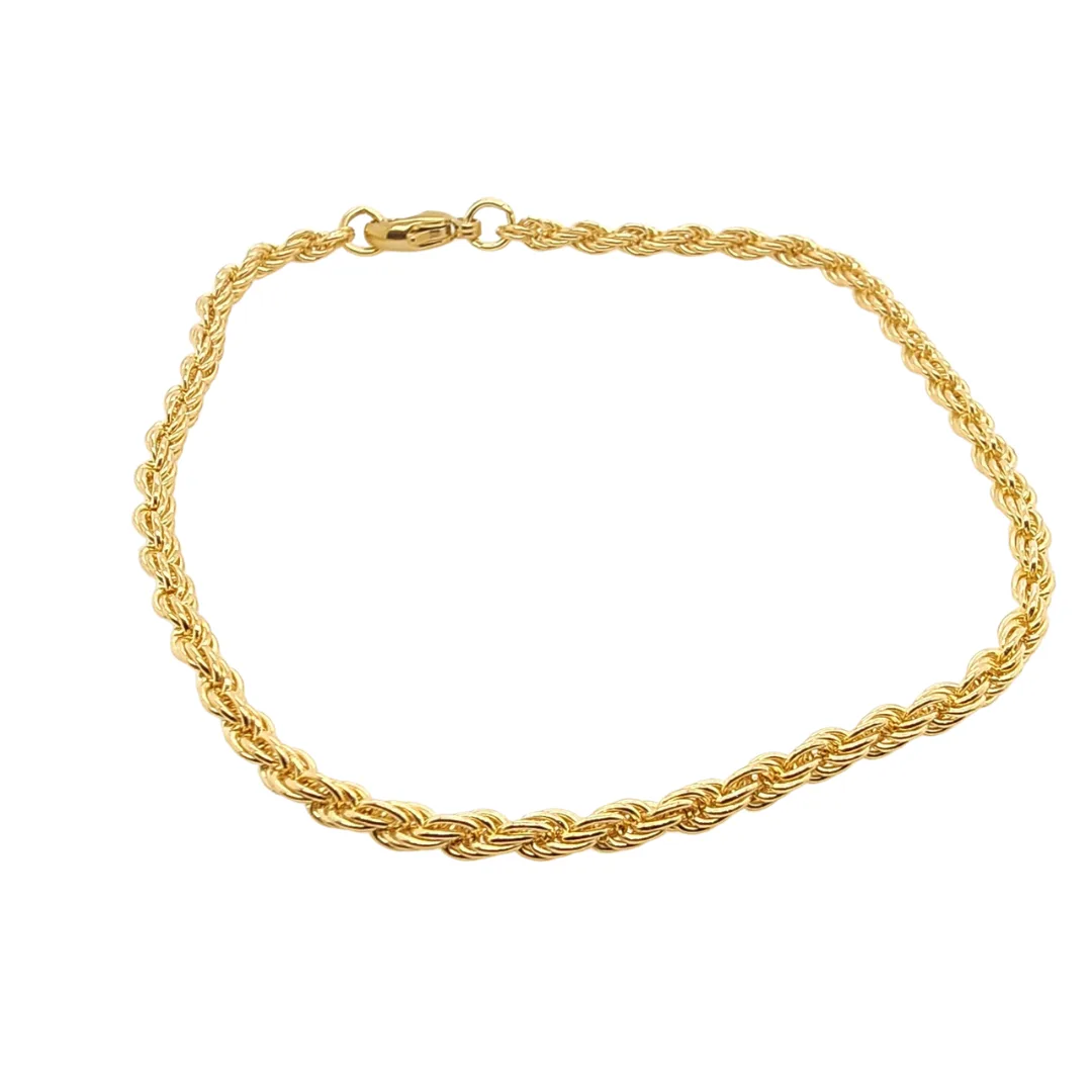 9ct Yellow Gold Solid 3.00mm Width Rope Bracelet 24cm
