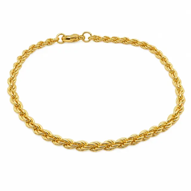 9ct Yellow Gold Solid 3.00mm Width Rope Bracelet 24cm