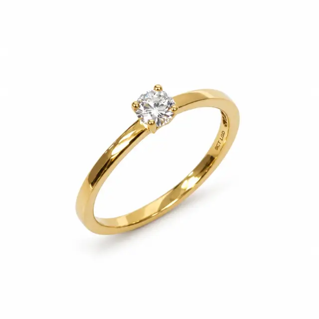 9ct Yellow Gold Solitaire Ring with 0.22ct Lab Grown Diamond (E/F VS) - AURG1046