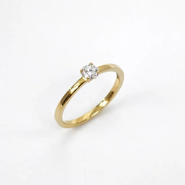 9ct Yellow Gold Solitaire Ring with 0.22ct Lab Grown Diamond (E/F VS) - AURG1046