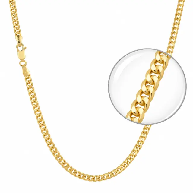 9ct Yellow Gold Squared Edge Hollow Curb Link 80 Gauge 3mm, 50cm