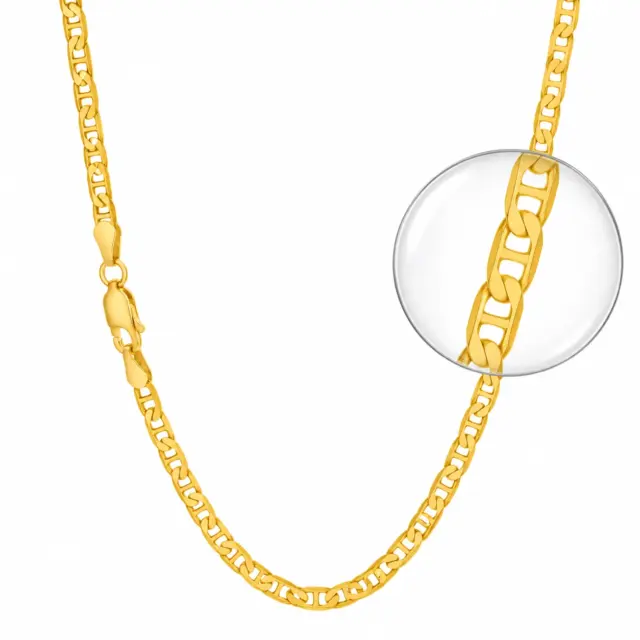 9ct Yellow Gold Super Flat 80 Gauge Anchor Chain With Bevelled Edge