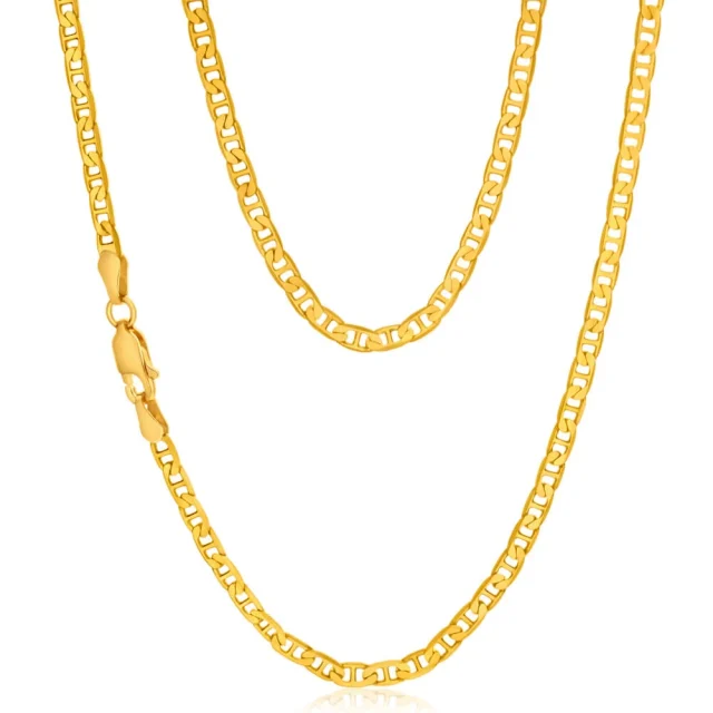 9ct Yellow Gold Super Flat 80 Gauge Anchor Chain With Bevelled Edge