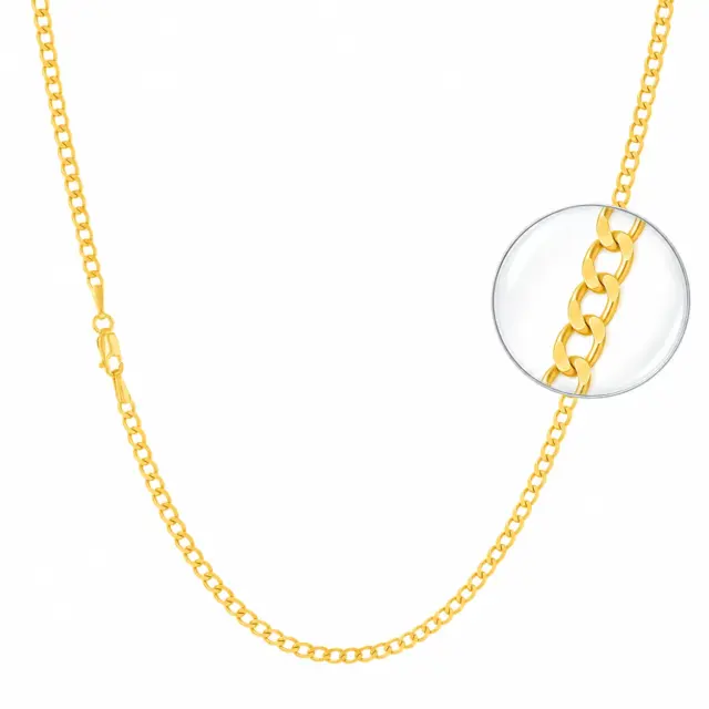 9ct Yellow Gold Superflat Light 2.0mm Cable Link Chain - 50cm