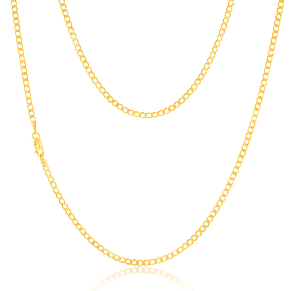 9ct Yellow Gold Superflat Light 2.0mm Cable Link Chain - 50cm