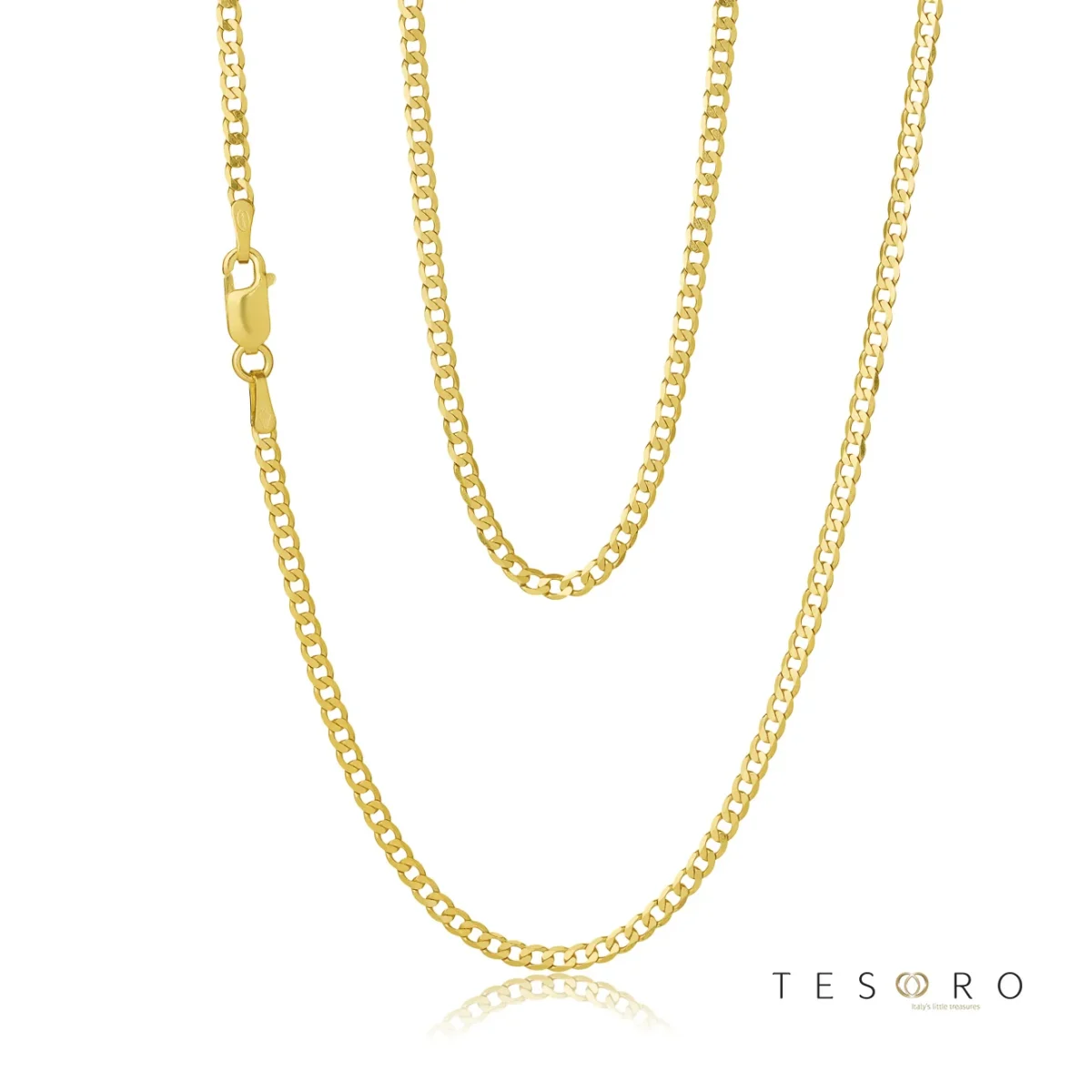 9ct Yellow Gold Superlight Open Curb 6-Sided Link Chain 50cm – Made in Italy - 50HKI445