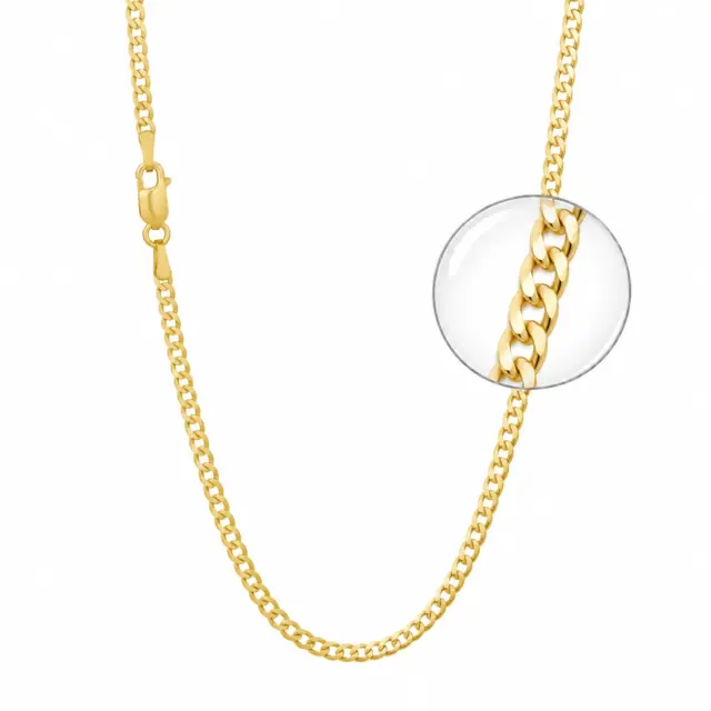9ct Yellow Gold Superlight Open Curb 6-Sided Link Chain 50cm – Made in Italy - 50HKI445