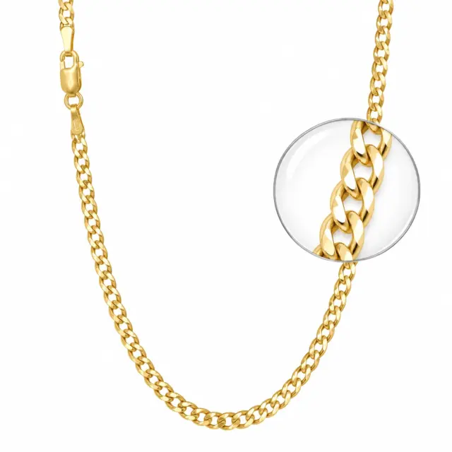 9ct Yellow Gold Superlight Open Curb 6-Sided Link Chain – Made in Italy - 60HKI319