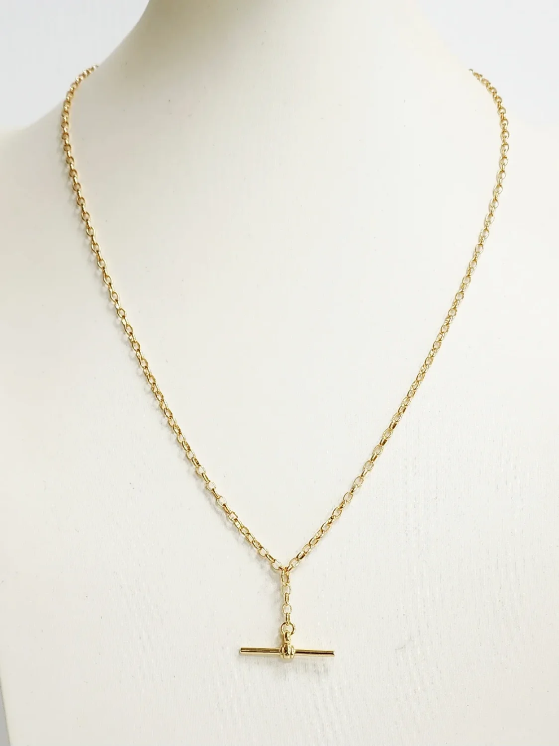 9ct Yellow Gold T-Bar Necklace – BO1 Oval Belcher, 50cm - 9YBO1FOB
