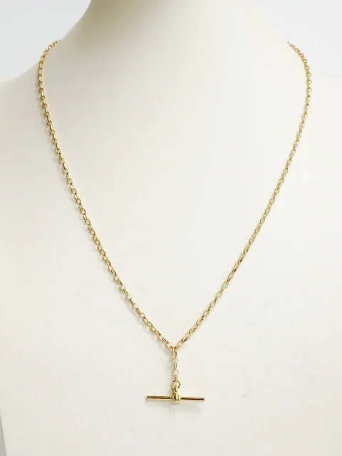 9ct Yellow Gold T-Bar Necklace – BO1 Oval Belcher, 50cm - 9YBO1FOB