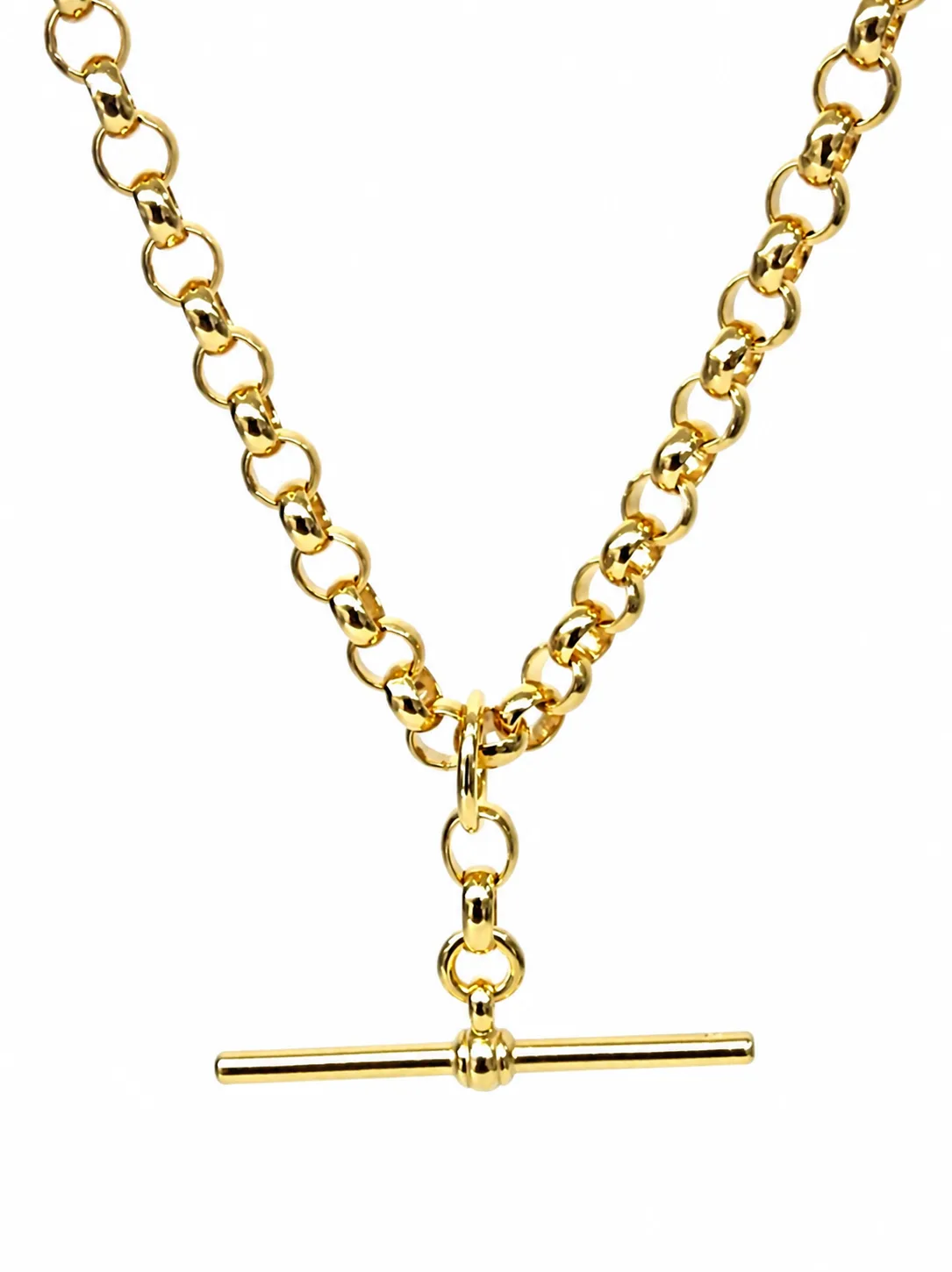 9ct Yellow Gold T-Bar Necklace Solid B3 Round Belcher Chain 50cm – 23.80 Grams - 9CTBO3FOB-50CM