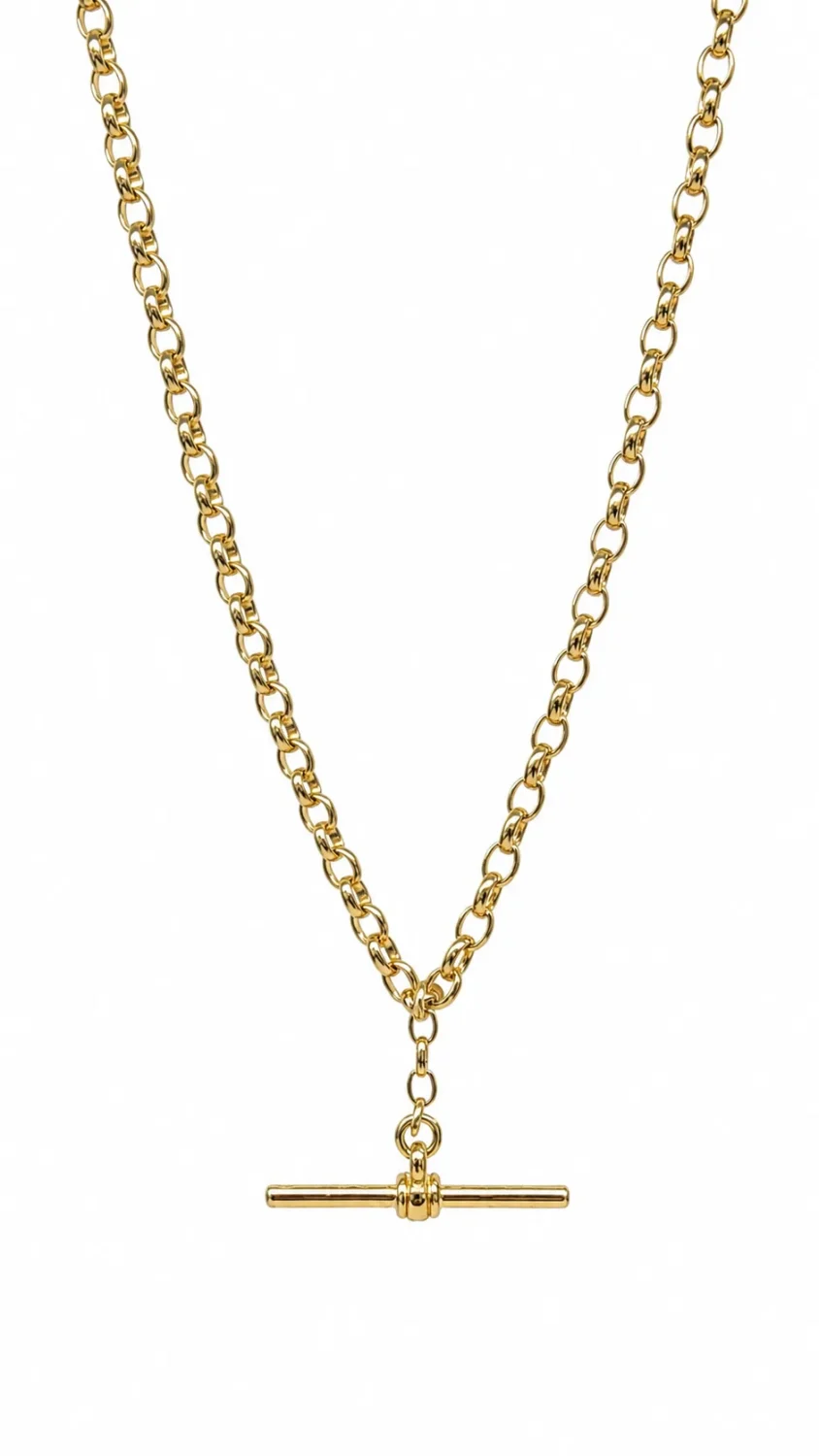 9ct Yellow Gold T-Bar Necklace Solid B3 Round Belcher Chain 50cm – 23.80 Grams - 9CTBO3FOB-50CM