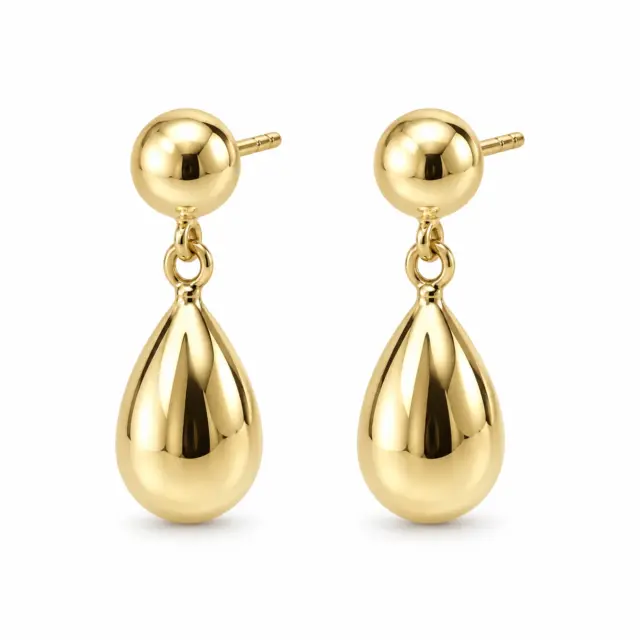 9ct Yellow Gold Teardrop Drop Earrings – Italian Made Polished Finish (21.50mm) - XXSE0089Y