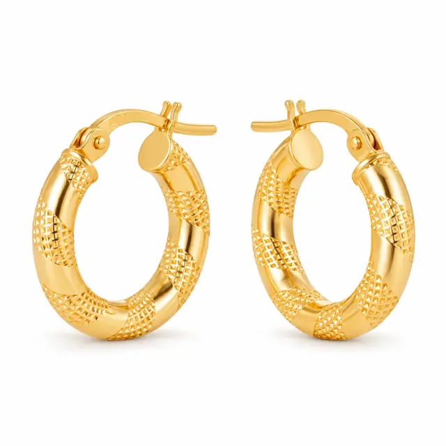 9ct Yellow Gold Tiger Strip Gold Hoop Earring 10mm - 10OBC250-99