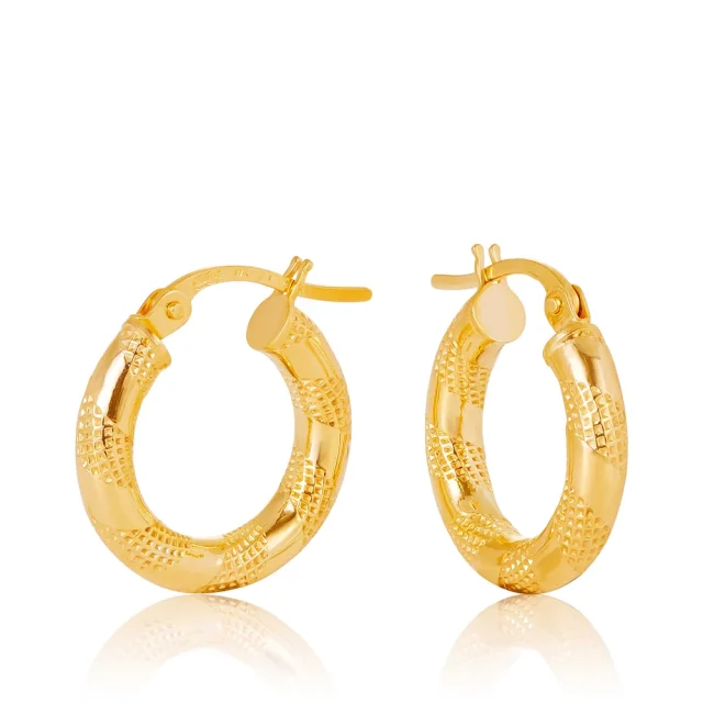 9ct Yellow Gold Tiger Strip Gold Hoop Earring 10mm - 10OBC250-99