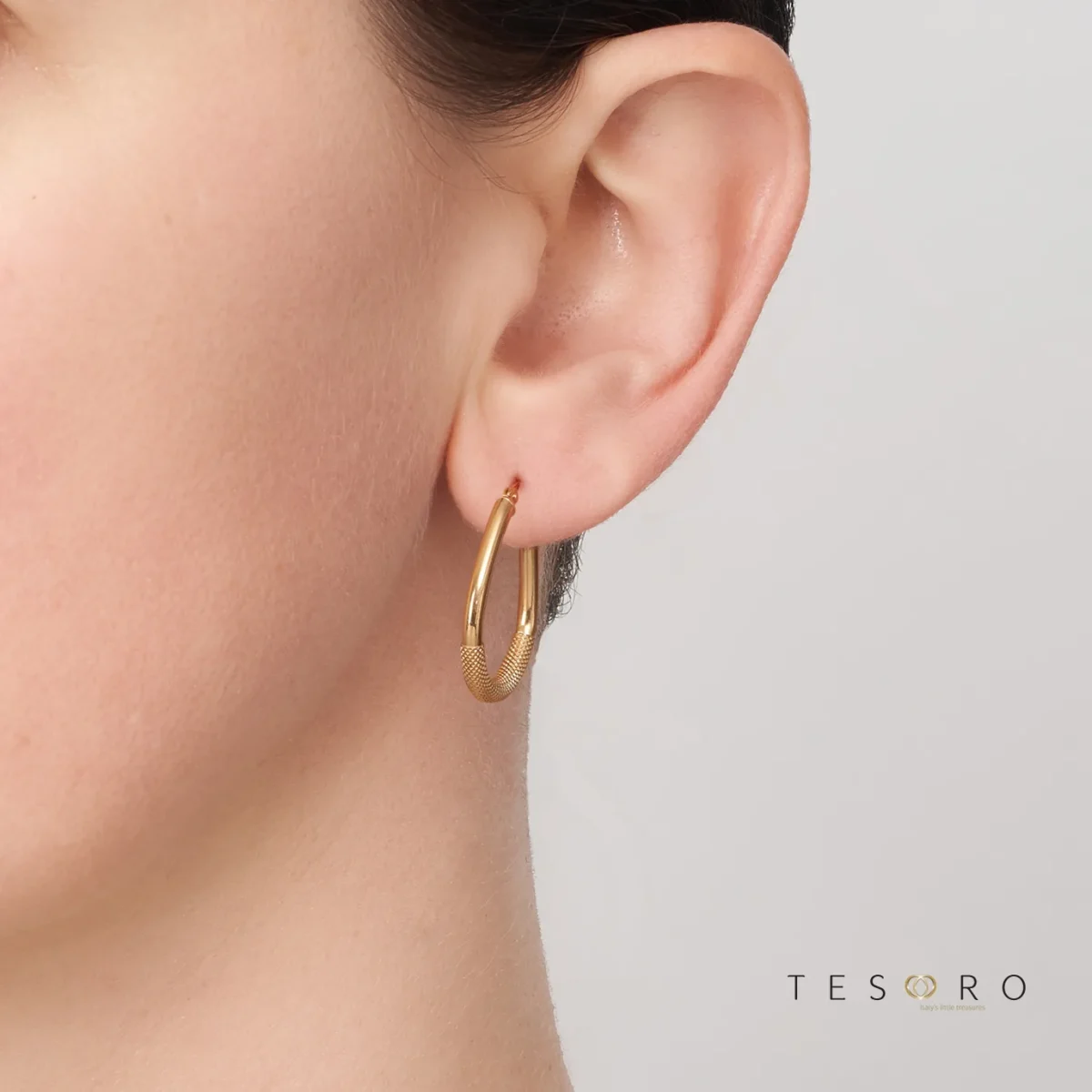 9ct Yellow Gold Toledo 2.5mm Round Tube 20mm Diameter Hoop Earring