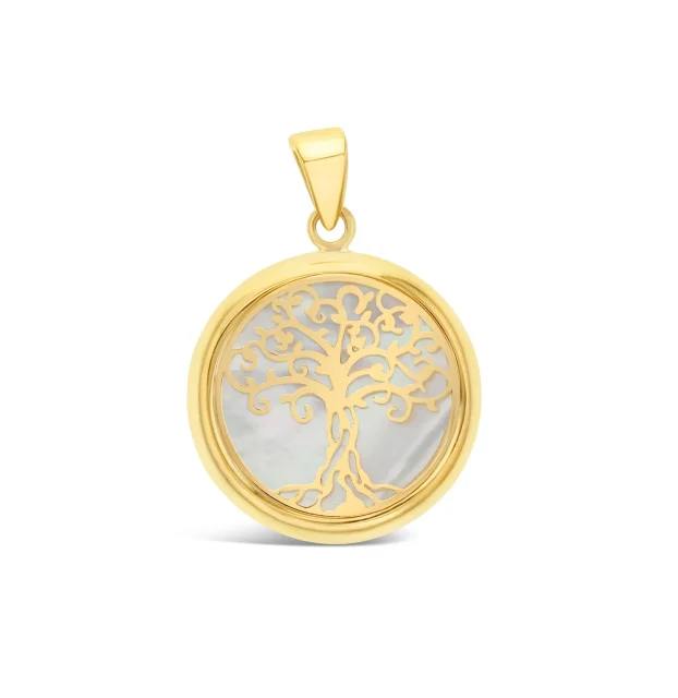 9ct Yellow Gold Tree of Life Pendant with Mother Of Pearl