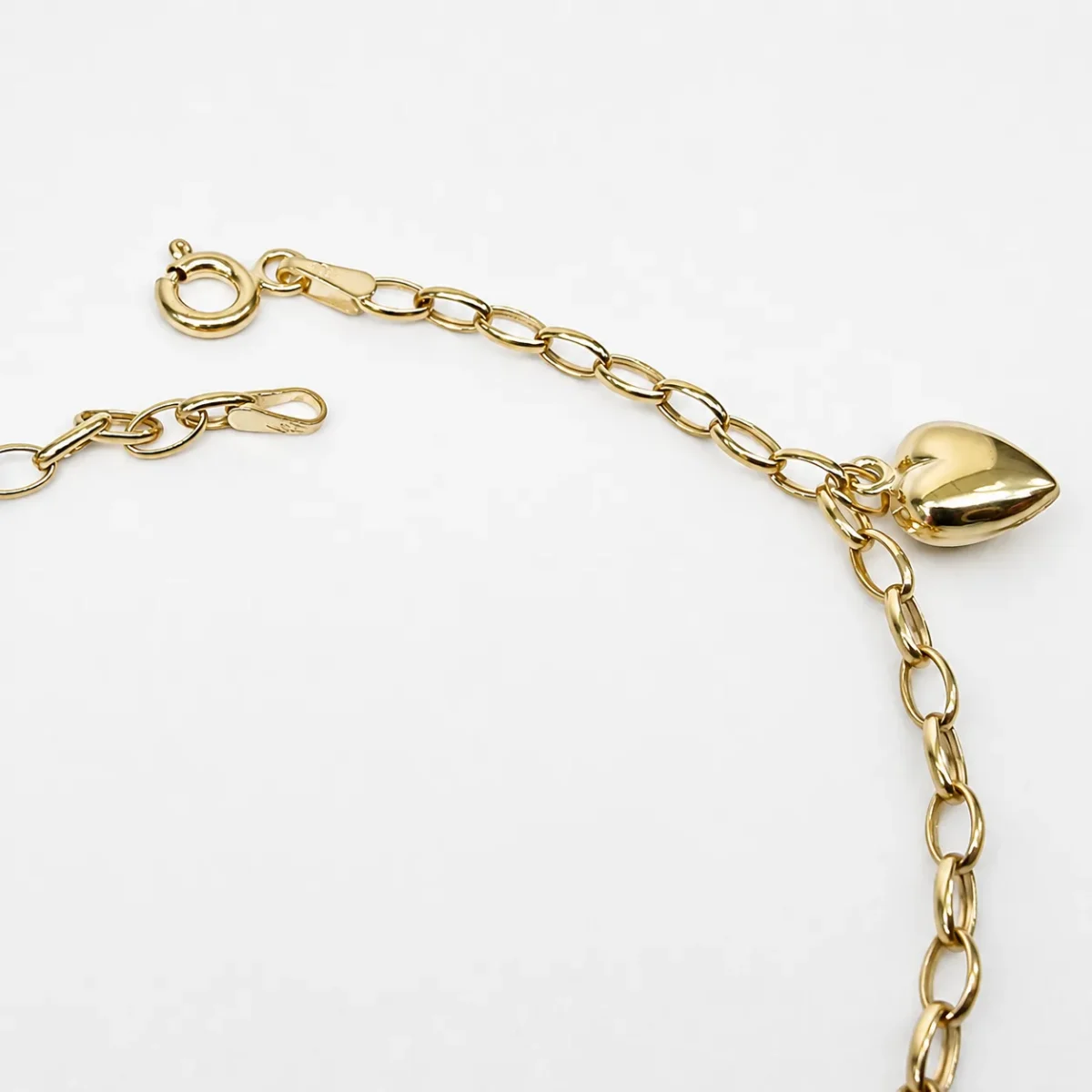 9ct Yellow Gold Triple Puff Heart Charm Oval Belcher Bracelet 19cm – Made in Italy - 9CT3HEART