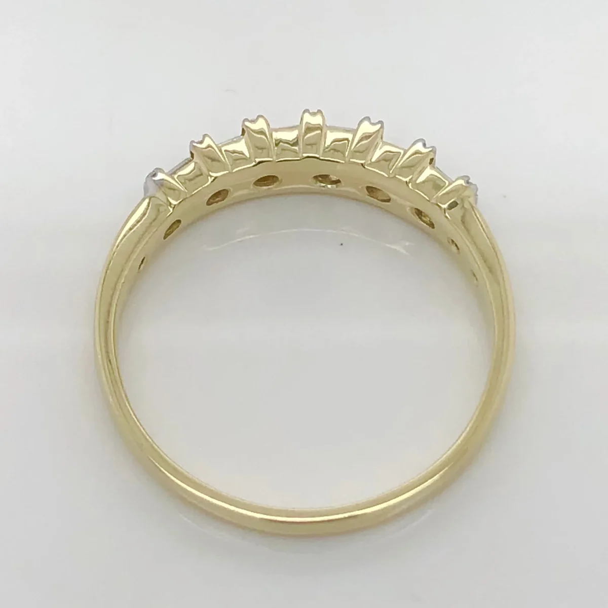 9ct Yellow Gold Triple Round & Baguette Cubic Zirconia Wedding Ring