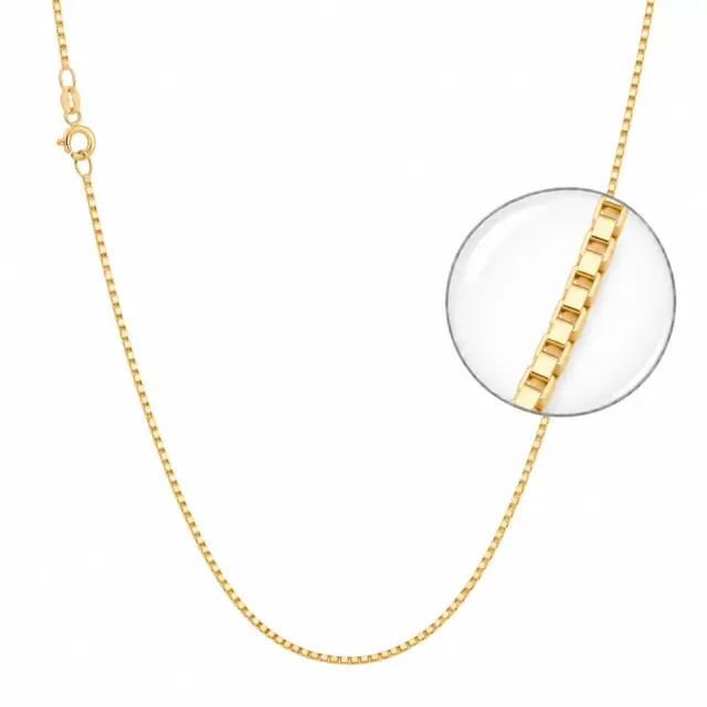 9ct Yellow Gold Veneziana 4 Sided Box Chain 0.80mm - 45cm